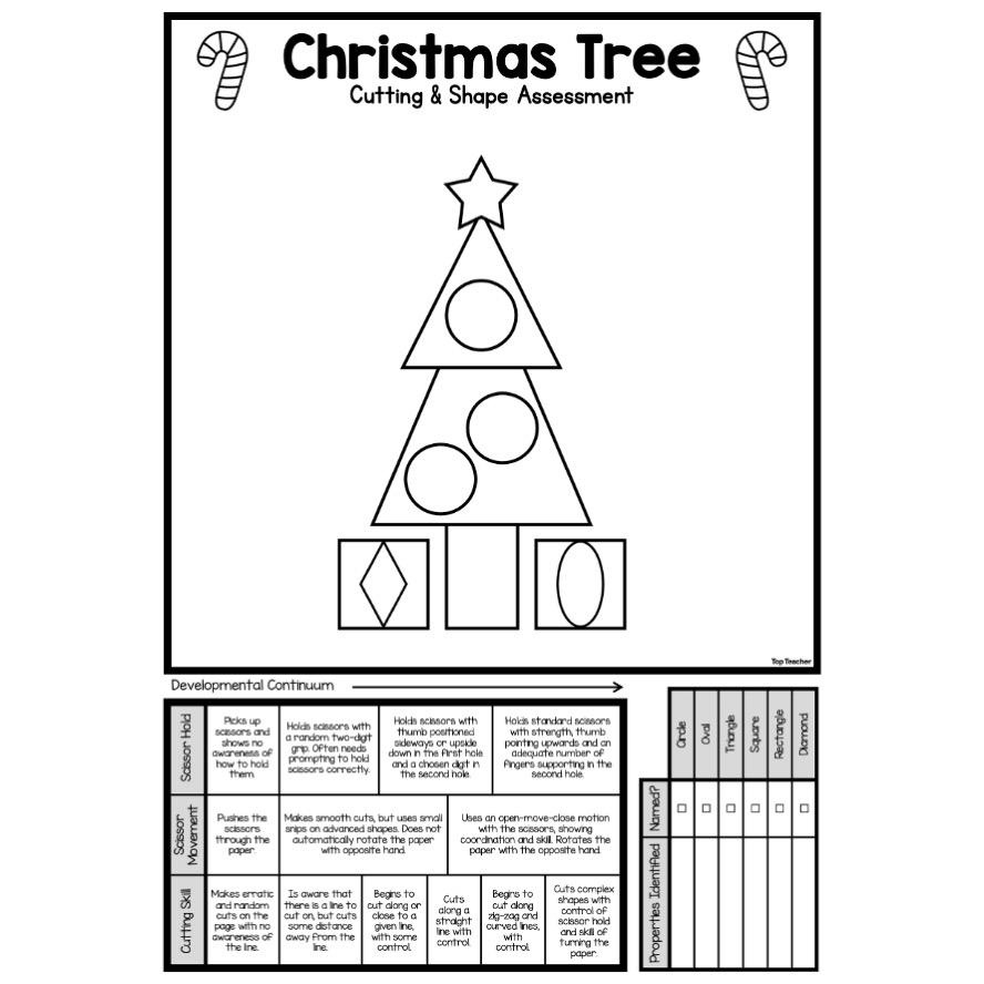 Christmas Tree 2D Shape &amp;amp; Cutting Assessment - Top Teacher within Christmas Shapes Worksheet