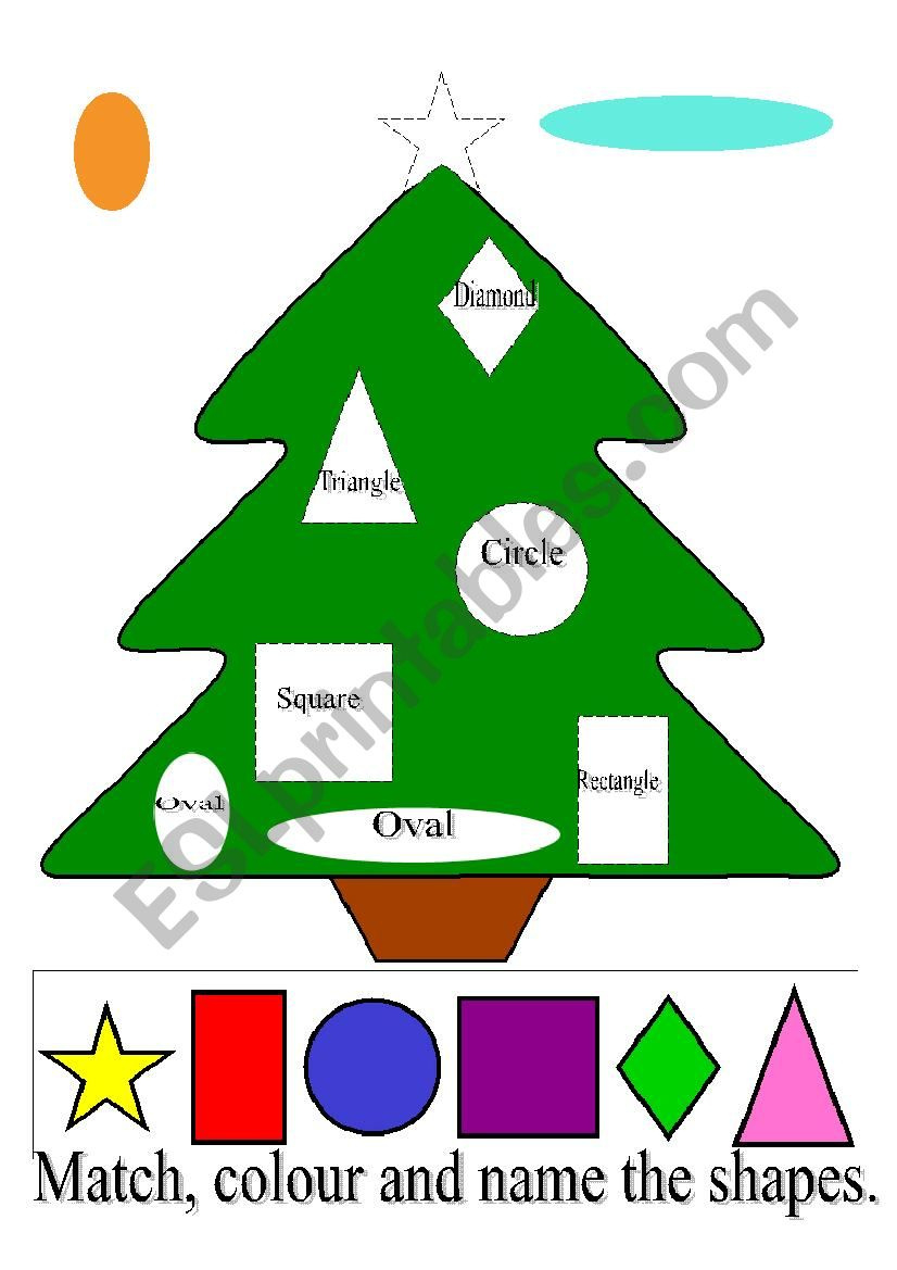 Christmas Tree - Shapes - Esl Worksheetan_Chika with Christmas Shapes Worksheet