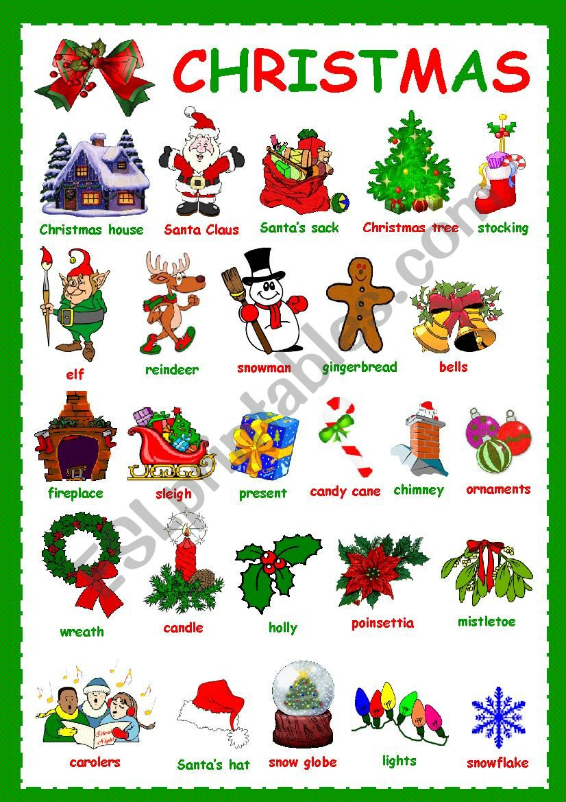 Christmas Vocabulary - Esl Worksheetkosamysh intended for Christmas Vocabulary Worksheet