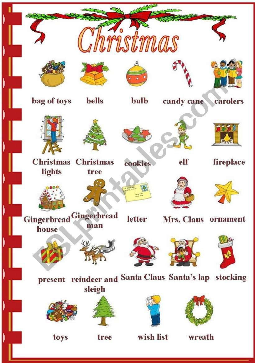 Christmas Vocabulary - Esl Worksheetvanda51 regarding Worksheet Christmas Vocabulary