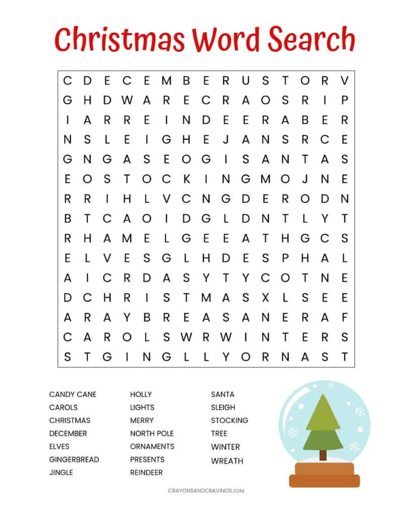 Christmas Word Search Printable (For Kids Or Adults) with regard to Christmas Word Search Worksheets