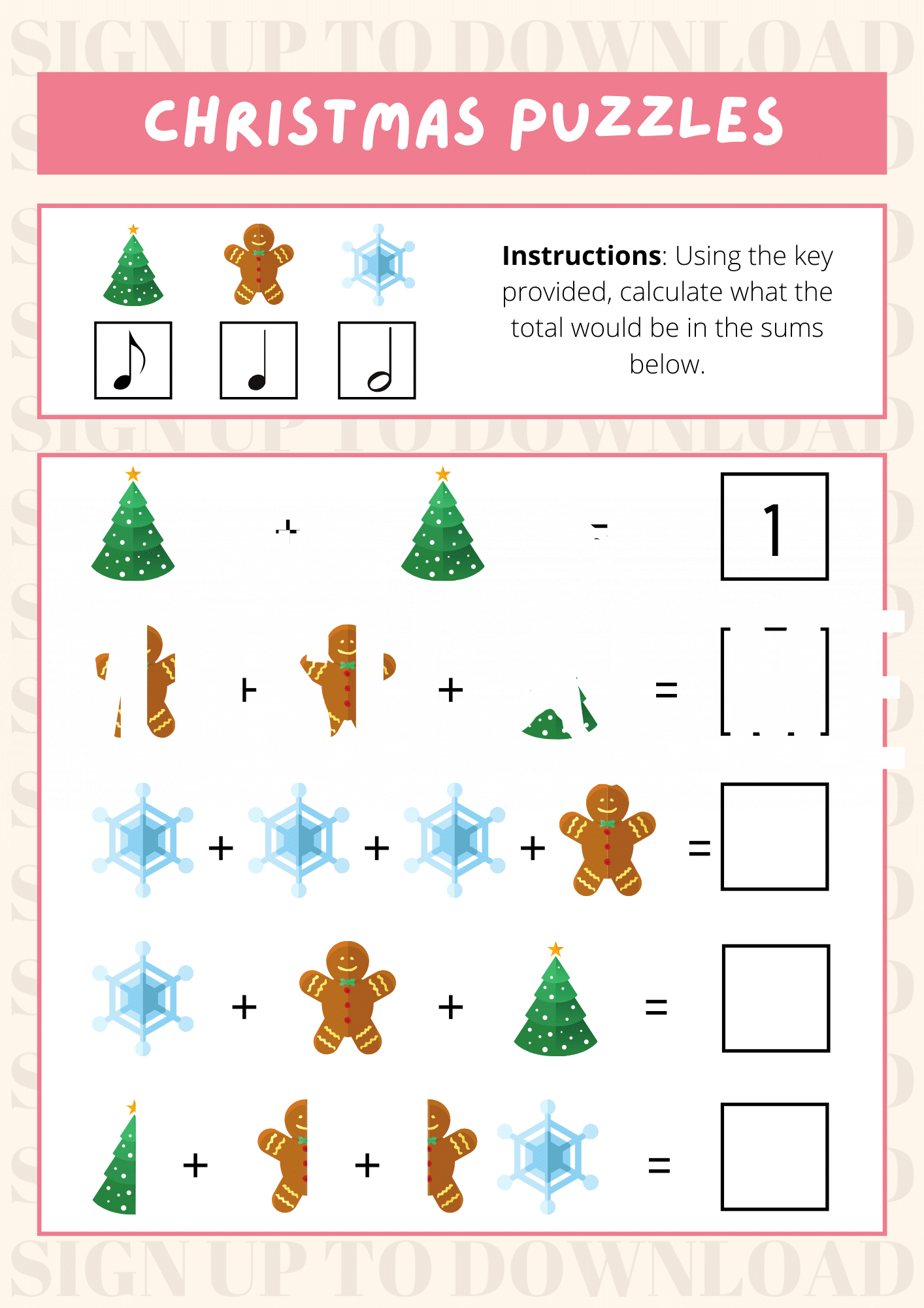 Christmas Worksheet - A Musical Maths Puzzle - Schools Music Market inside Christmas Worksheet Puzzles