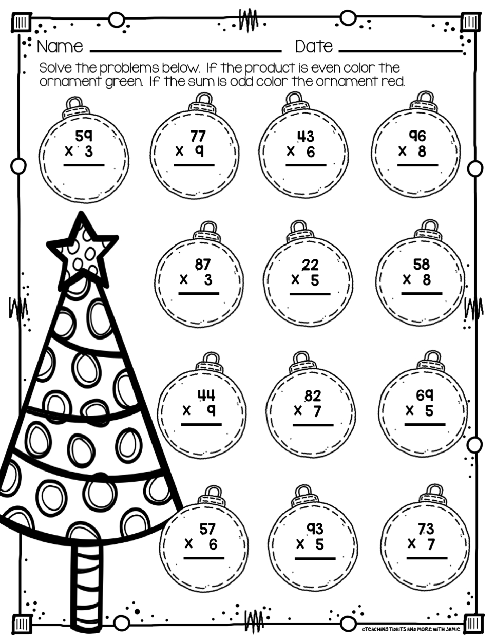 Christmas Worksheets 3Rd Grade Math E0E for Christmas Worksheets For 3rd Grade