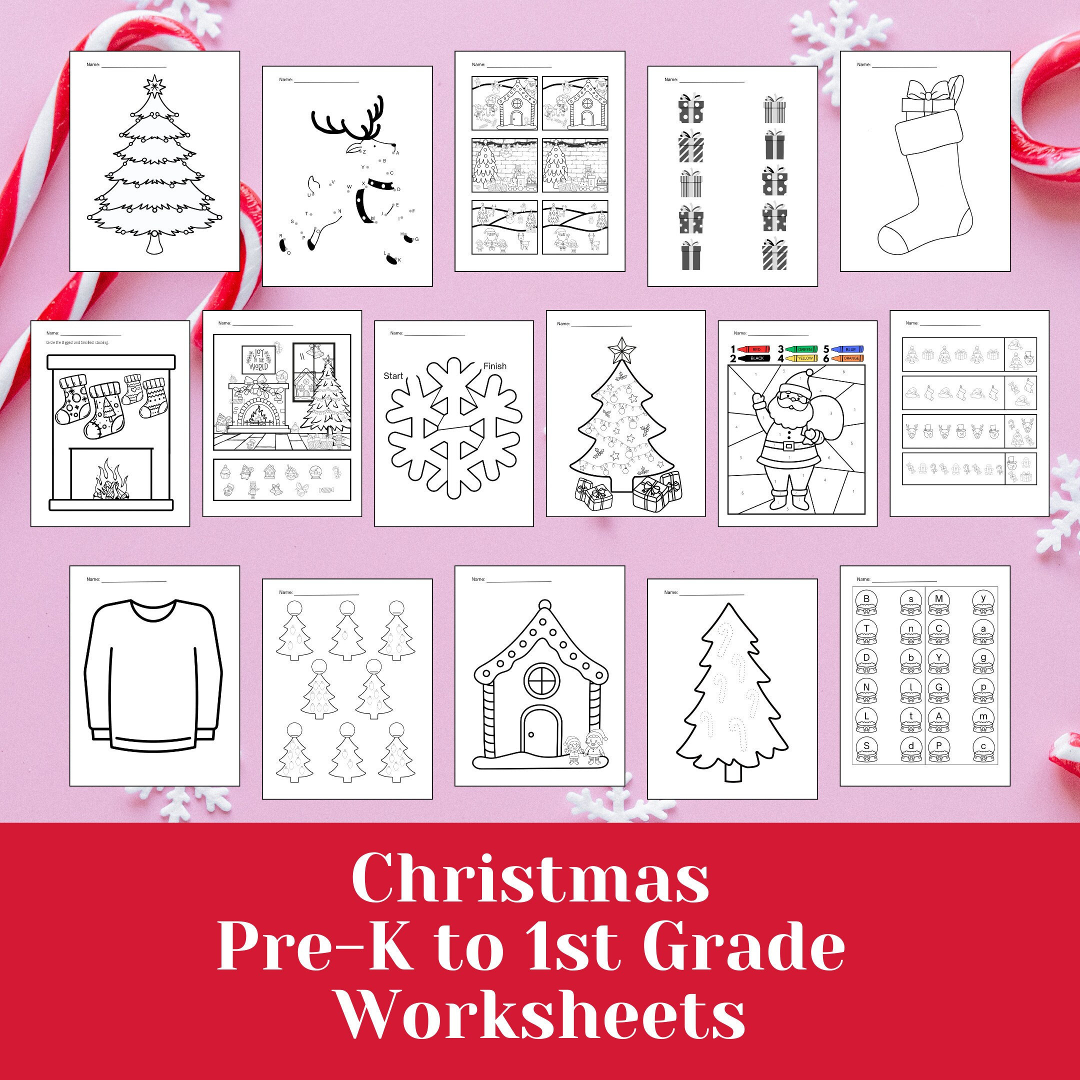 Christmas Worksheets, Printable Worksheets, Christmas Activity in Christmas 1st Grade Worksheets