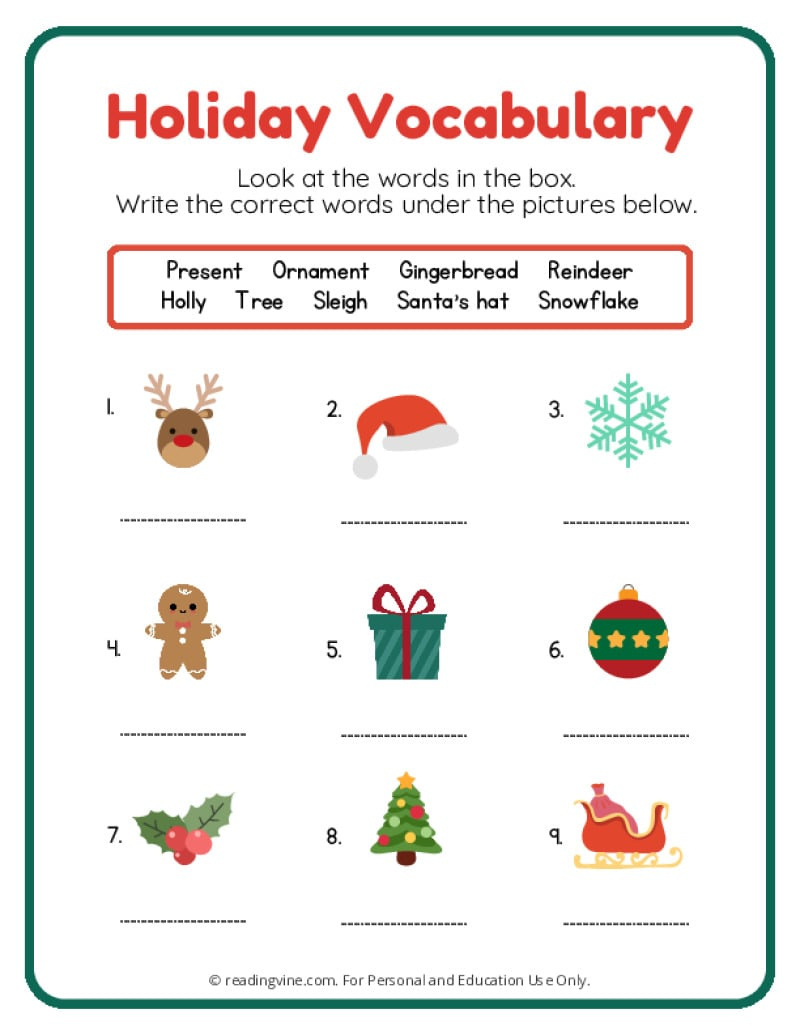 Christmas Worksheets - Readingvine in Christmas Themed Worksheets