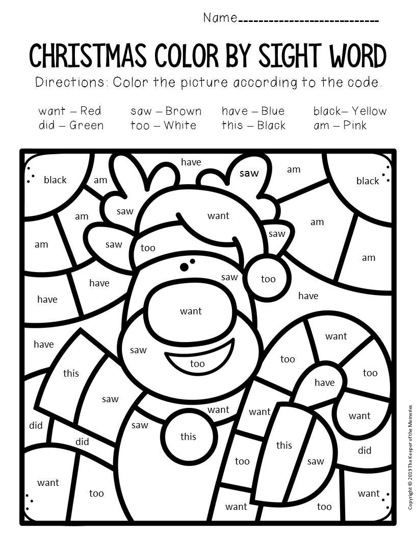 Colorsight Word Christmas Kindergarten Worksheets with regard to Sight Word Christmas Worksheets