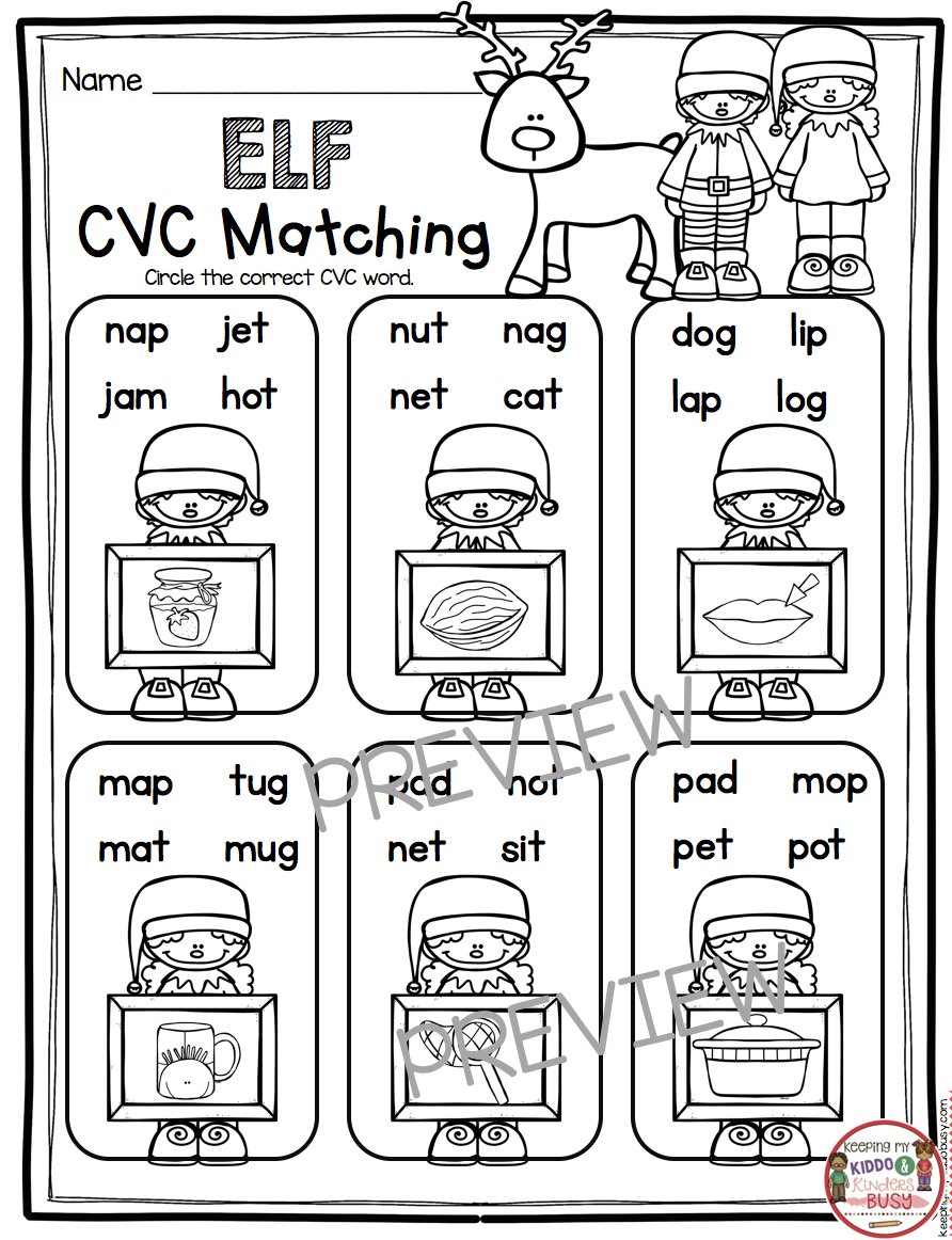 December Math And Literacy Pack - Freebies! — Keeping My Kiddo Busy pertaining to Cvc Christmas Worksheets