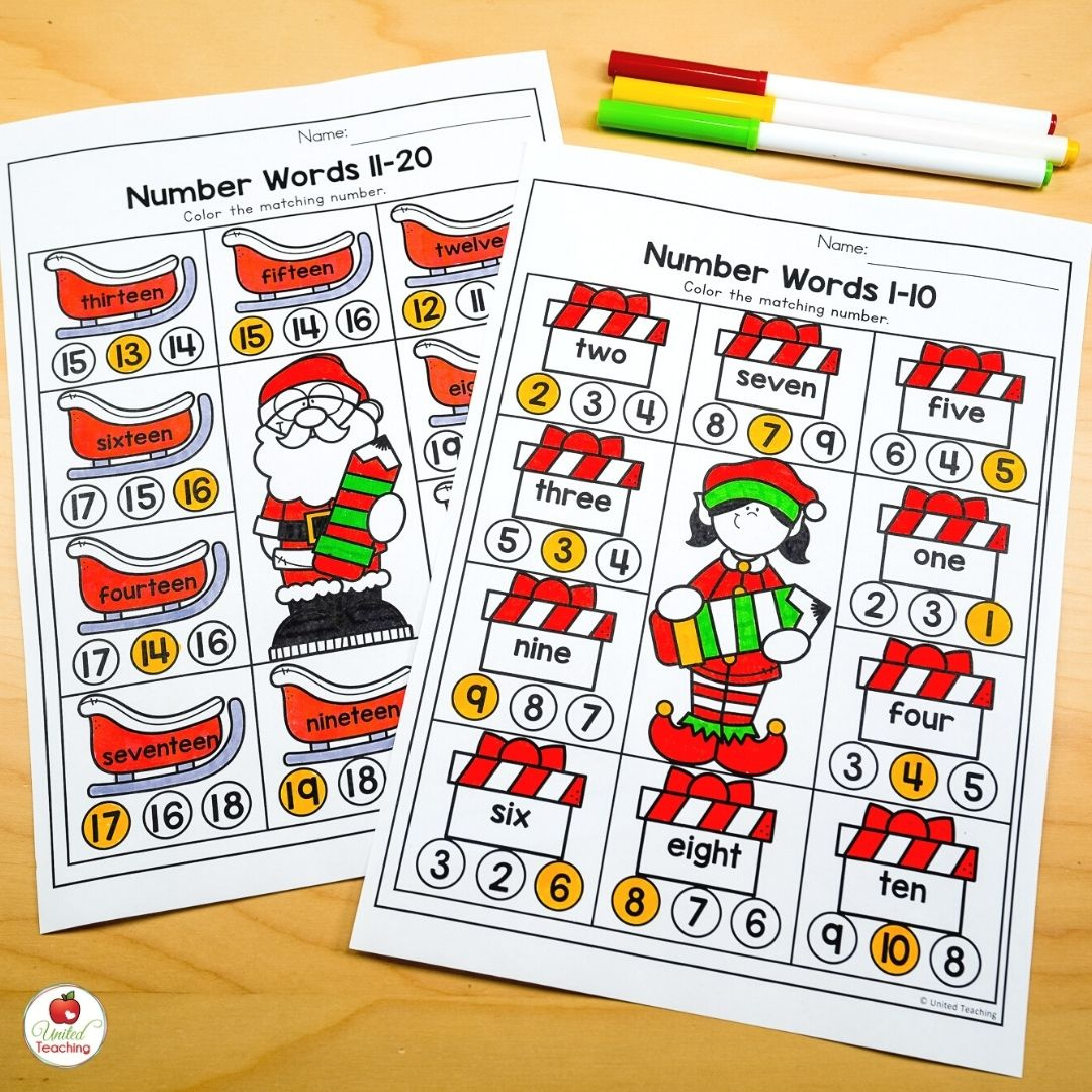 December Worksheets For Kindergarten: Fun And Easy To Use for Christmas Place Value Worksheets