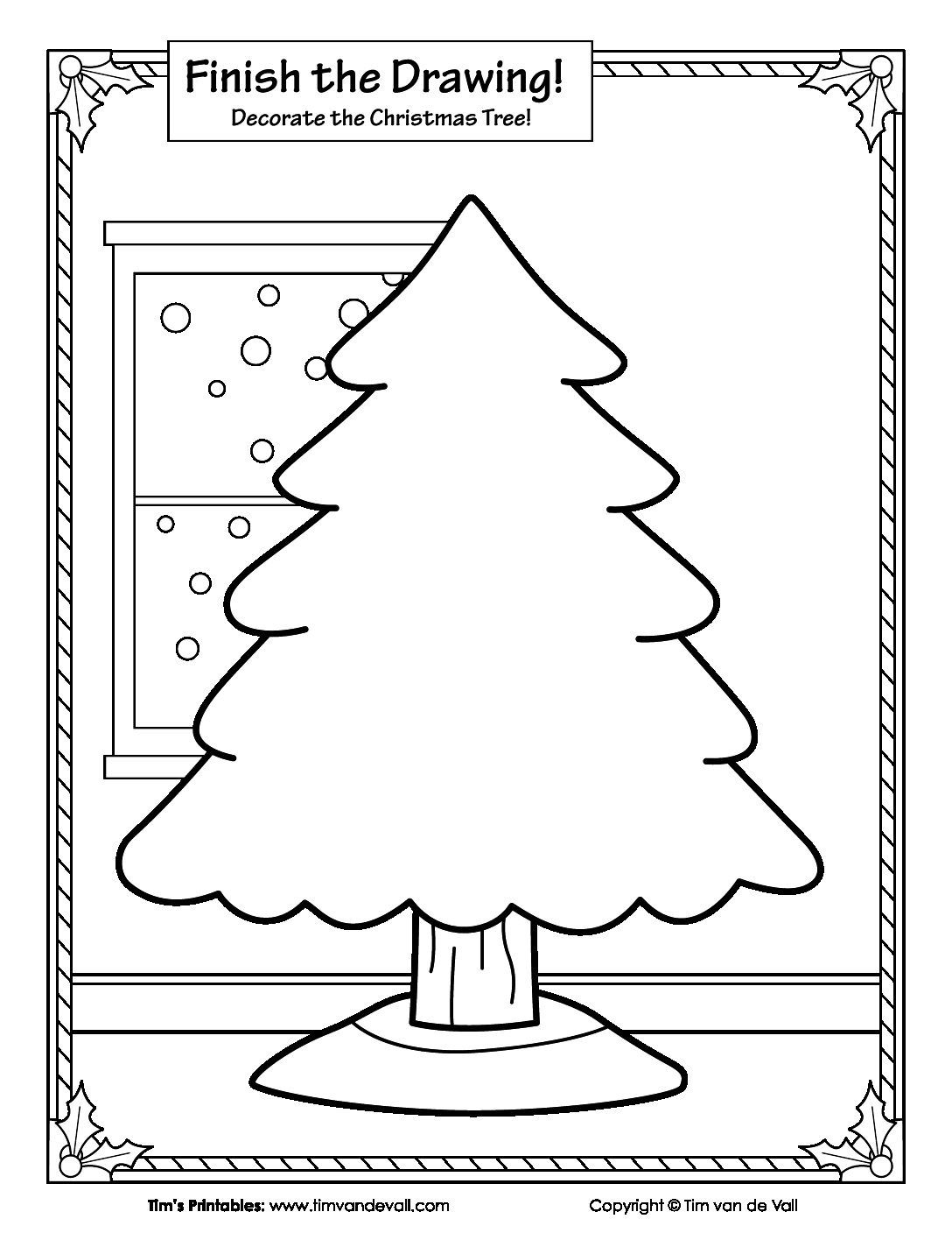 Finish The Drawing - The Christmas Tree - Tim&amp;#039;S Printables for Christmas Art Worksheets