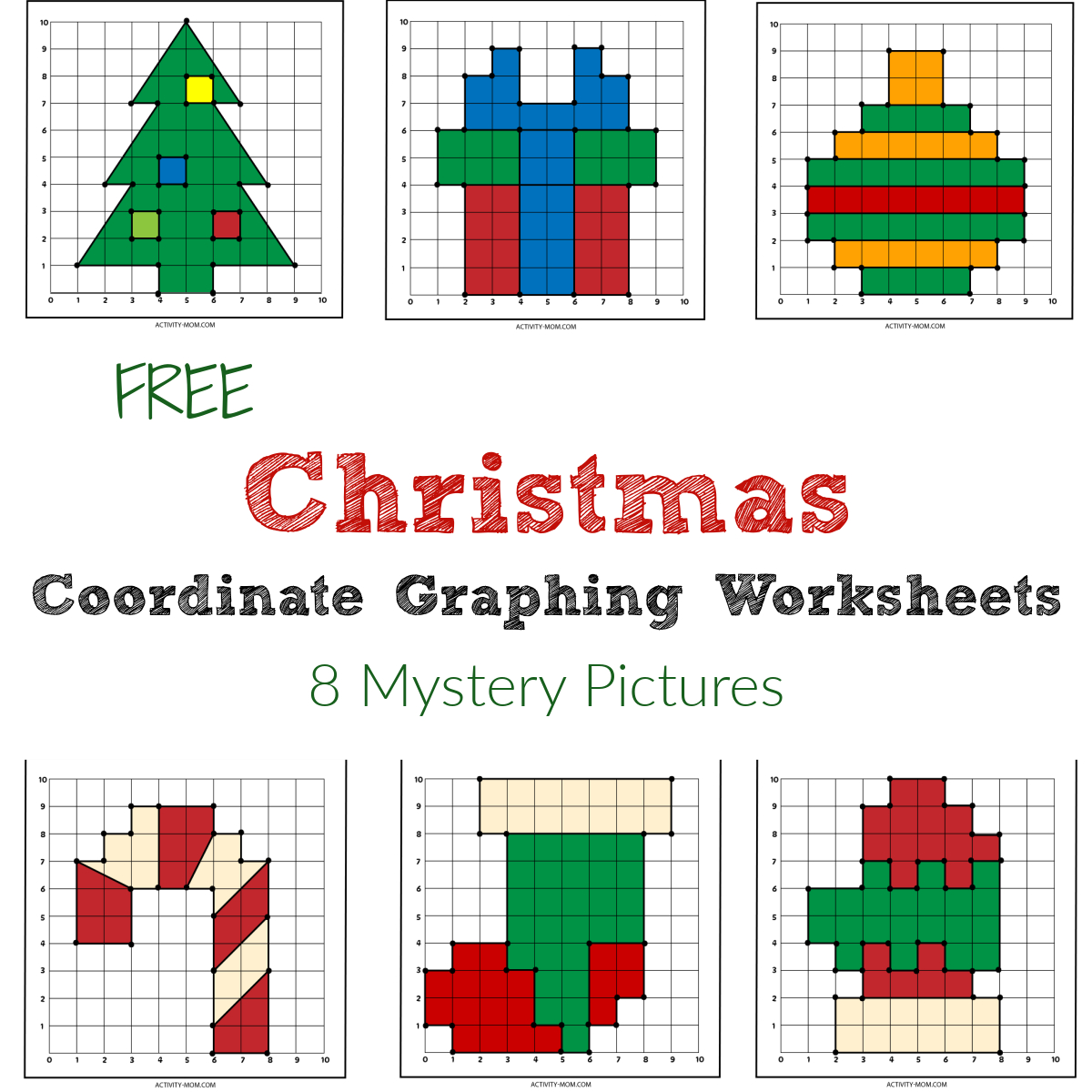 Free Christmas Coordinate Graphing Worksheets - The Activity Mom for Free Printable Coordinate Graphing Pictures Worksheets Christmas