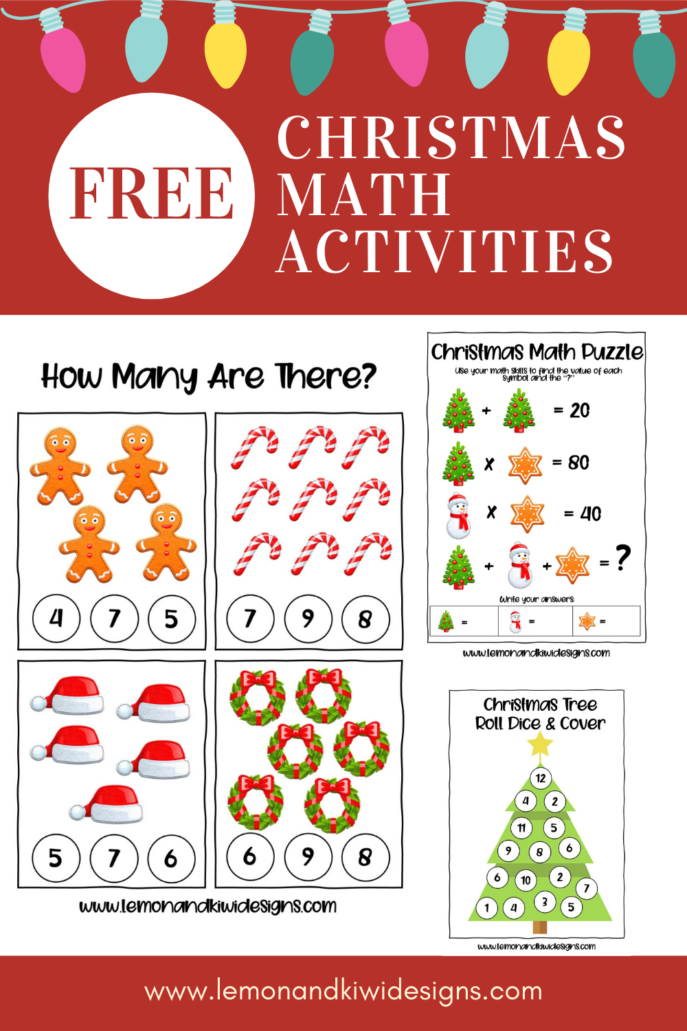 Free Christmas Math Printable Activity Book - Lemon And Kiwi Designs for Free Printable Math Christmas Worksheets