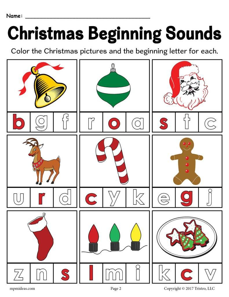 Free Printable Christmas Beginning Sounds Worksheet! inside Christmas Beginning Sounds Worksheets