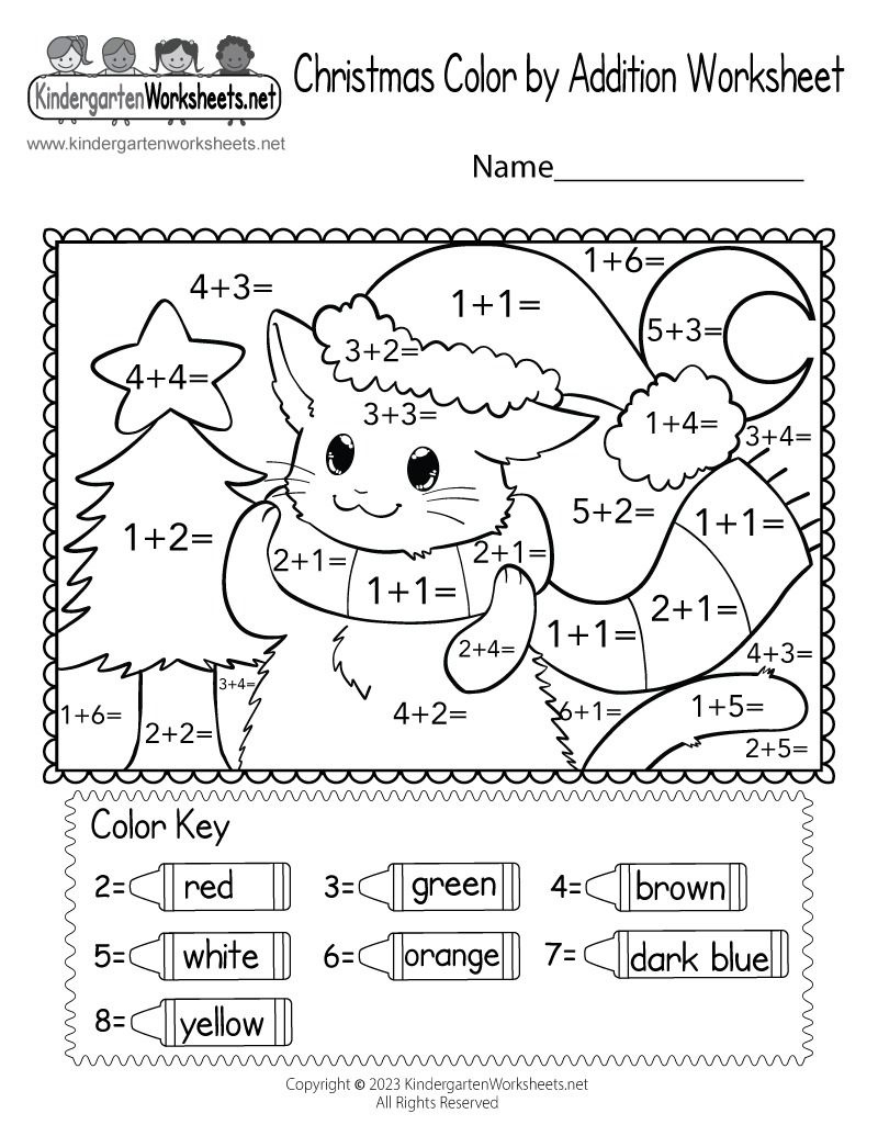 Free Printable Christmas Coloraddition Worksheet pertaining to Christmas Addition Coloring Worksheets