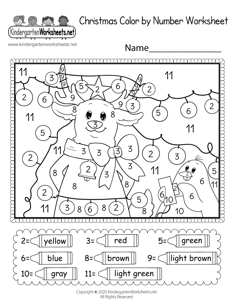 Free Printable Christmas Colornumber Worksheet pertaining to Christmas Worksheets For Free