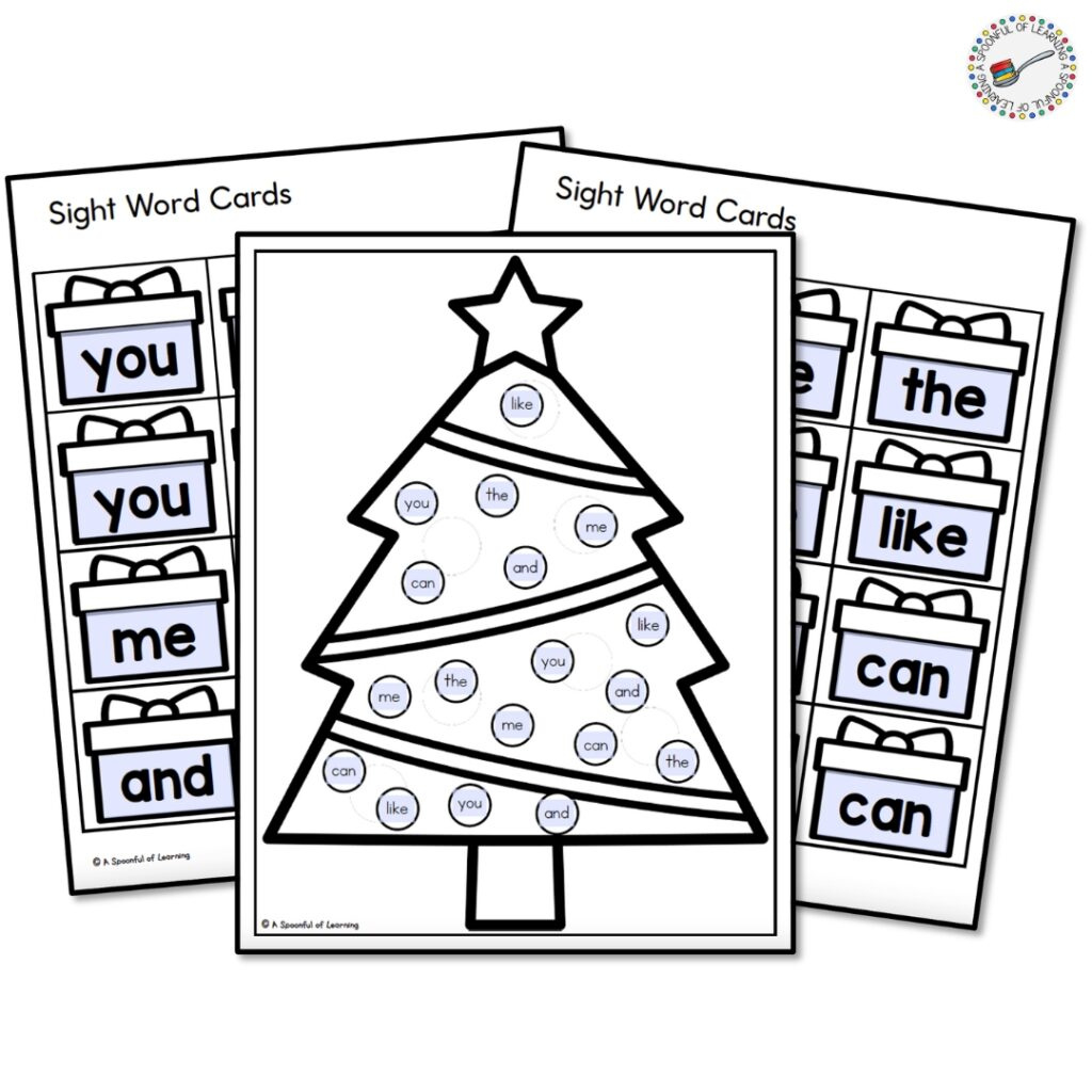 Free Printable Christmas Sight Word Game - A Spoonful Of Learning intended for Sight Word Christmas Worksheets