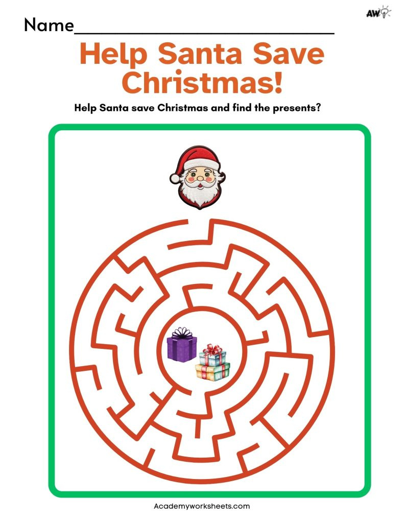 Help Santa! Christmas Maze - Academy Worksheets pertaining to Christmas Maze Worksheet