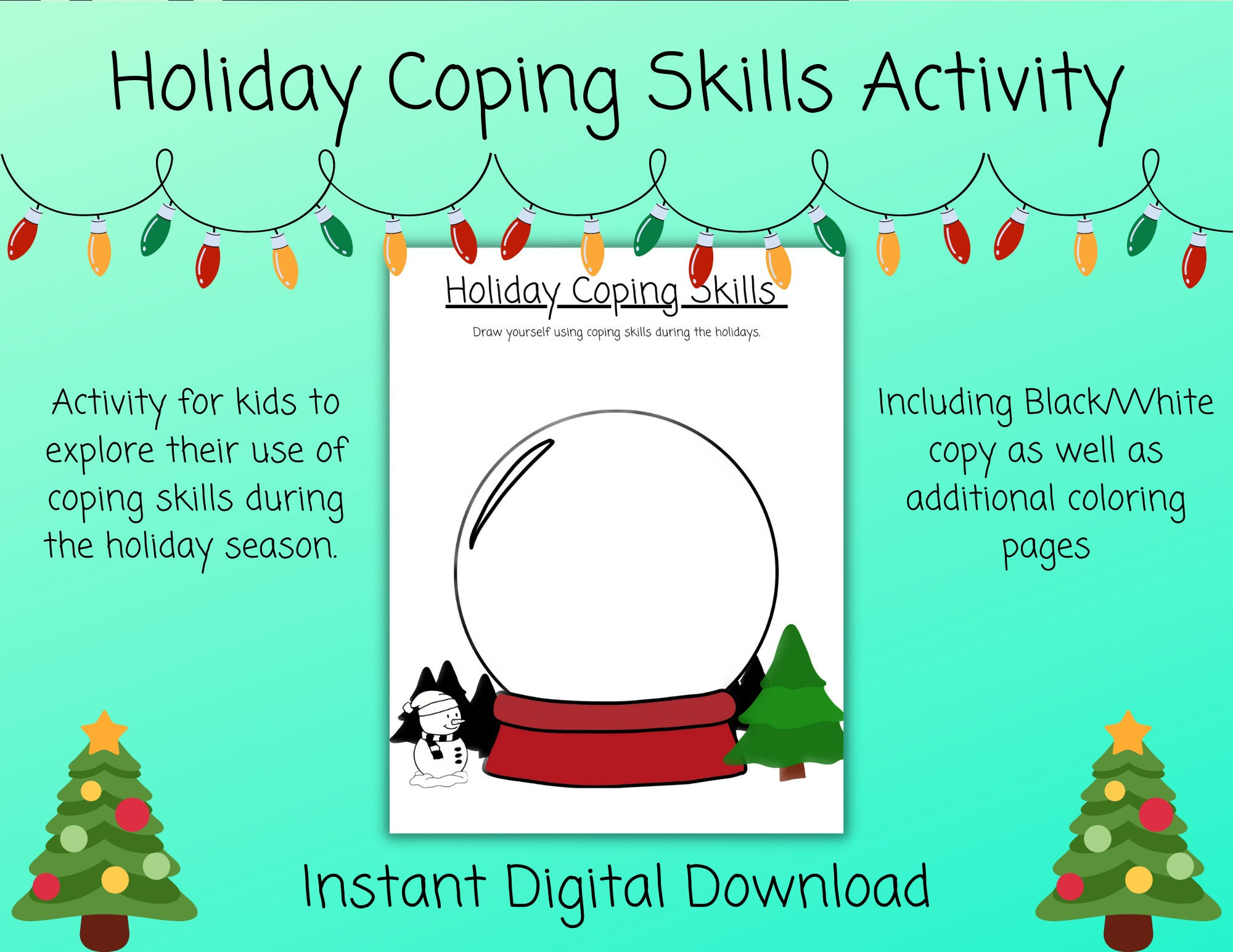 Holiday Coping Skills Coping Skills Worksheet Coloring Pages regarding Coping Skills Christmas Counseling Worksheets