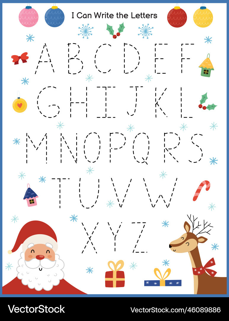 I Can Write Letters Christmas Worksheet For Kids Vector Image intended for Christmas Letter Worksheets