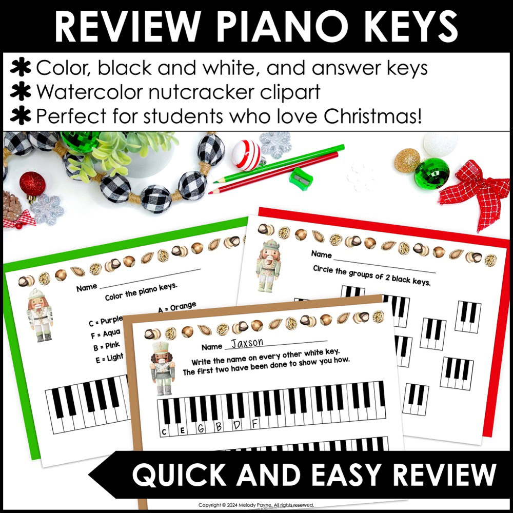 Nutcracker Piano Keys Are A Breeze - Christmas Piano Keyboard in Christmas Piano Worksheets