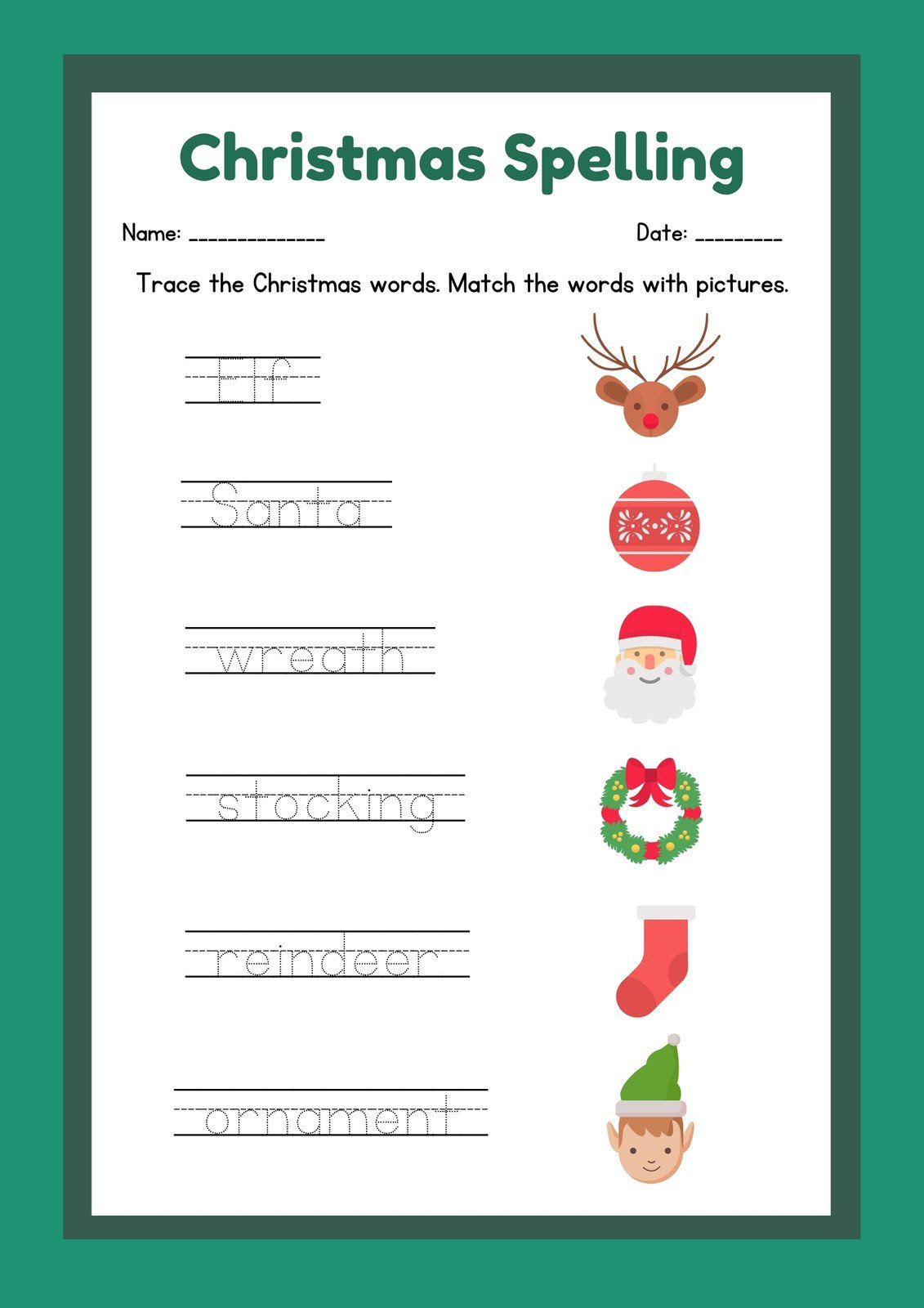 Page 11 - Free, Editable Christmas Worksheet Templates | Canva regarding Christmas Spelling Worksheets