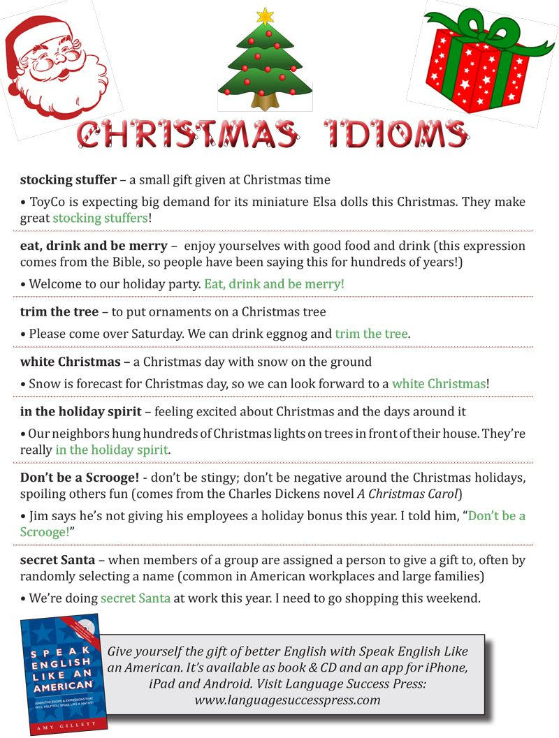 Pin Page regarding Christmas Idioms Worksheet