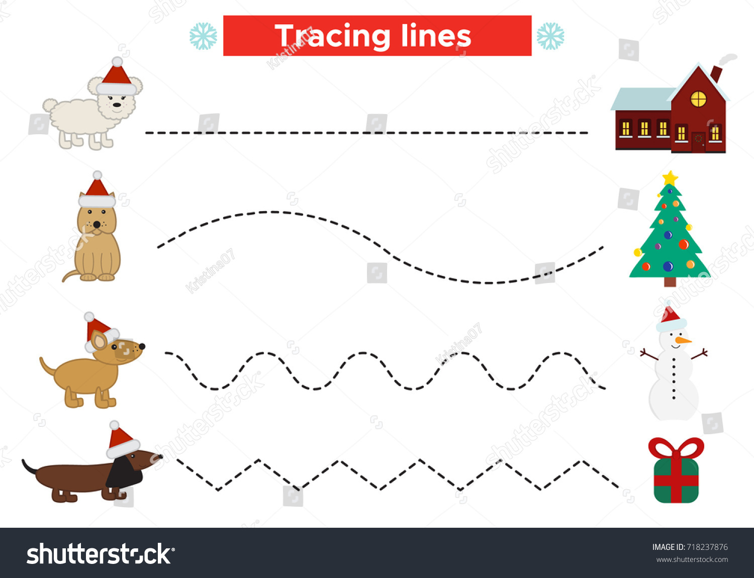 Preschool Christmas Worksheet Practicing Fine Motor Stock Vector with Christmas Fine Motor Skills Worksheets