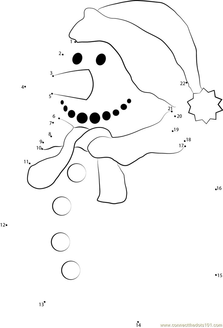 Snowman See Dot To Dot Printable Worksheet with regard to Christmas Dot To Dot Worksheets