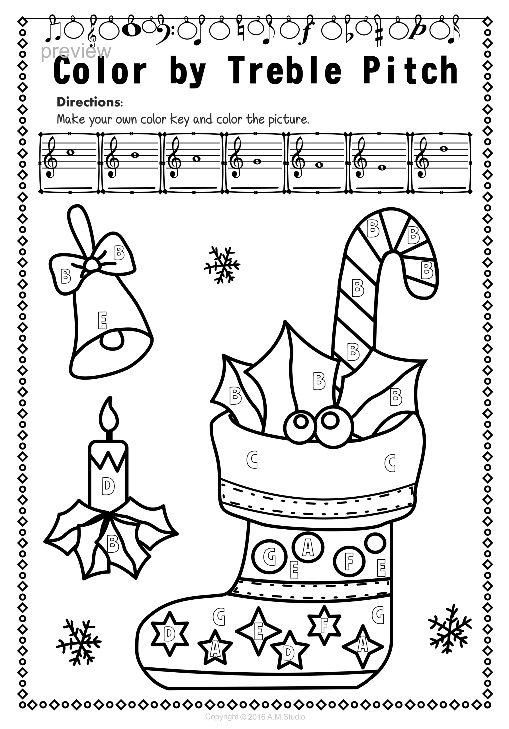 Treble Clef Note Name Worksheets For Christmas - Christmas Music in Music Christmas Worksheets