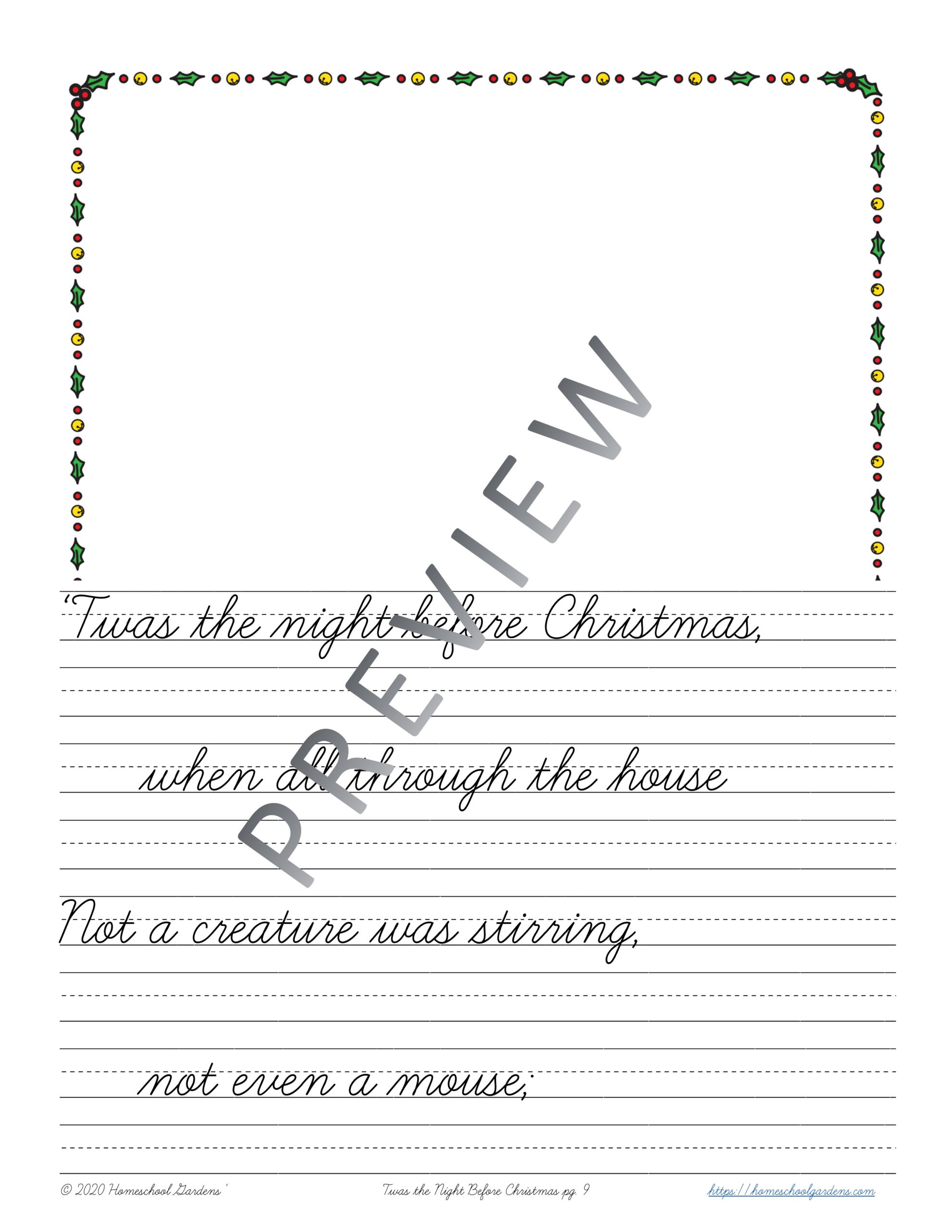 &amp;#039;Twas The Night Before Christmas Cursive Handwriting Practice with regard to Christmas Cursive Worksheets