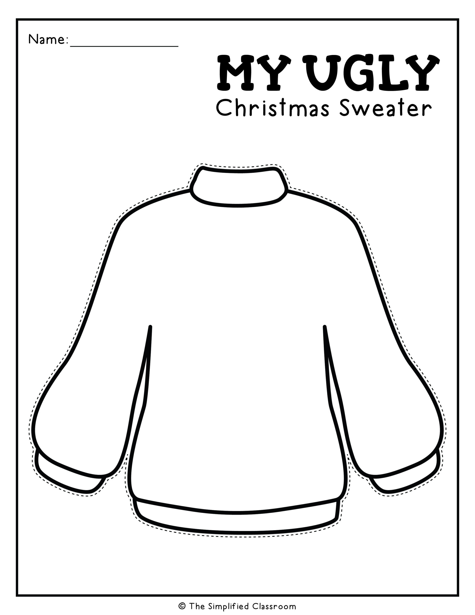 Ugly Christmas Sweaters Cut And Paste Craft Activity in Design Your Own Ugly Christmas Sweater Worksheet