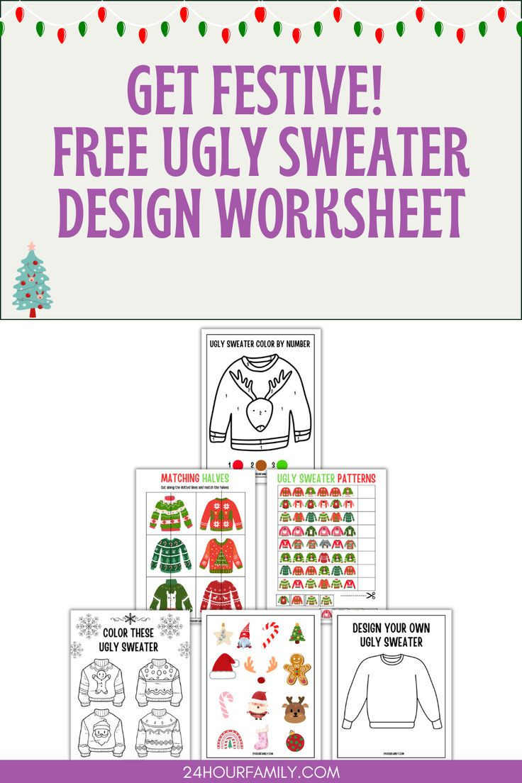 Ugly Sweater Worksheets (Free Printables) in Design Your Own Ugly Christmas Sweater Worksheet