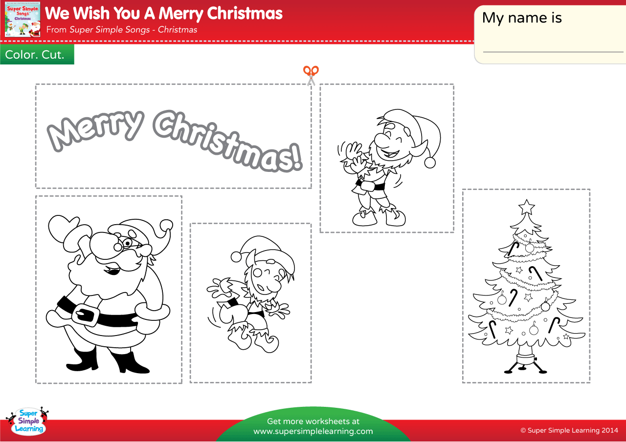 We Wish You A Merry Christmas Worksheet - Color, Cut, &amp;amp; Paste regarding Christmas Worksheet Cut And Paste