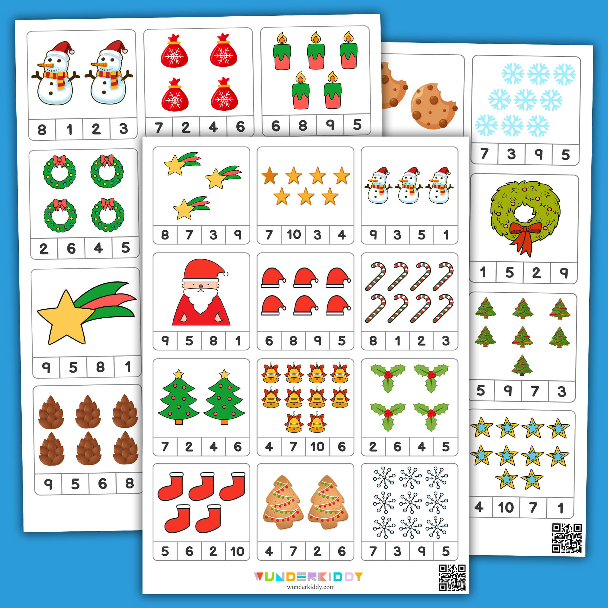 Weihnachtliche Karten Zum Zählen Bis 10 Zum Ausdrucken Für Kinder for Christmas Counting Worksheets Preschool