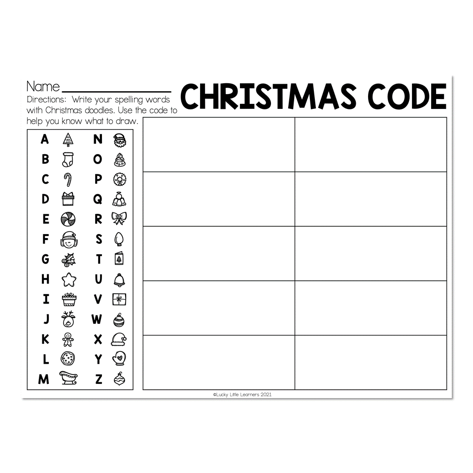 Winter Spelling Word Work Practice - Christmas Code - Lucky Little regarding Christmas Spelling Worksheets