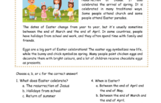 Easter Reading Comprehension Worksheets | Worksheetsgo with Esl Easter Reading Comprehension Worksheets