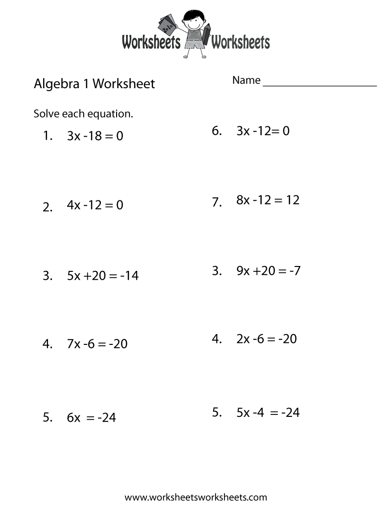 10 Best Algebra Worksheets Ideas | Algebra Worksheets, Algebra regarding Free Printable Algebra Worksheets