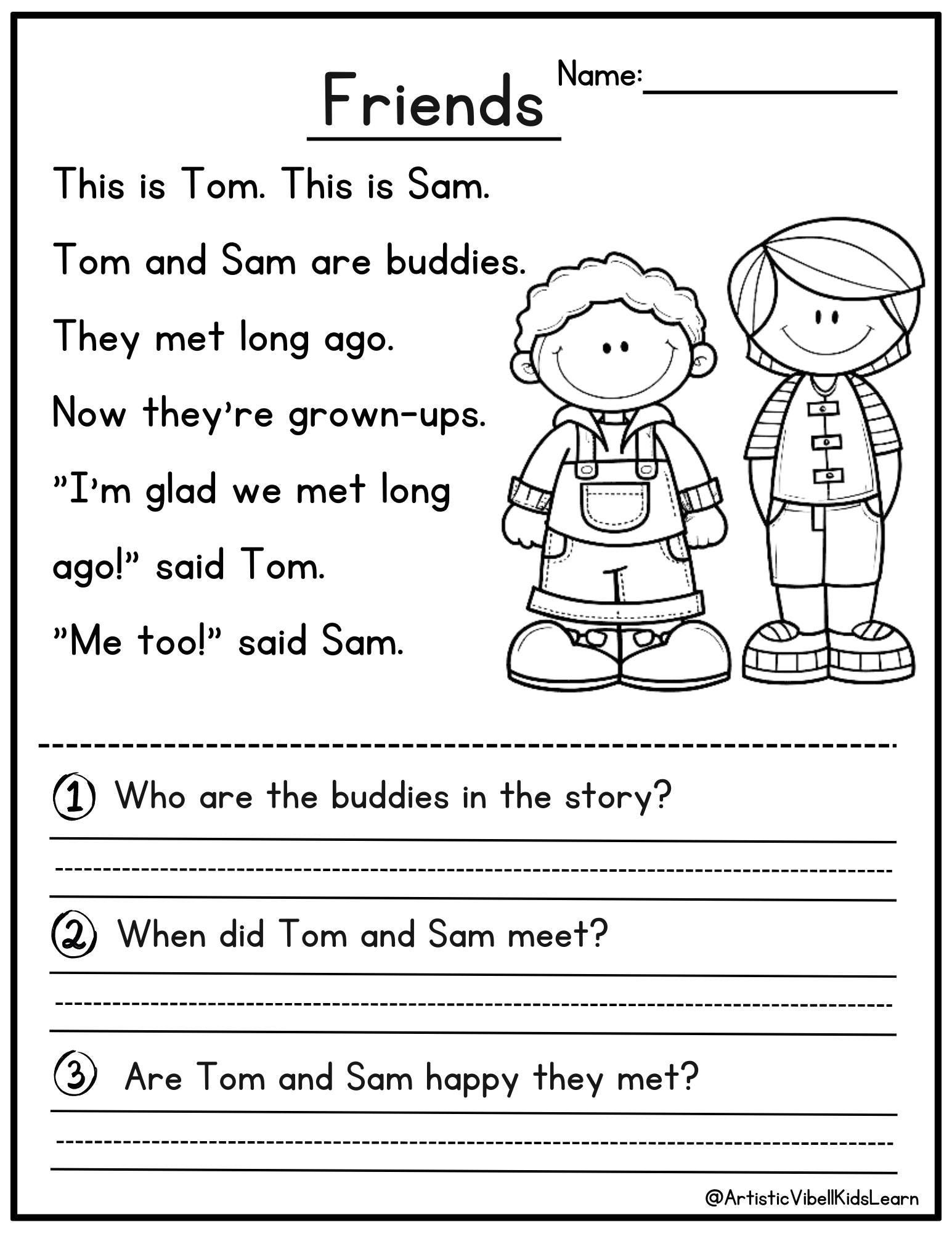 100 First Grade Reading Comprehension Passages Worksheets regarding Free Printable First Grade Reading Worksheets