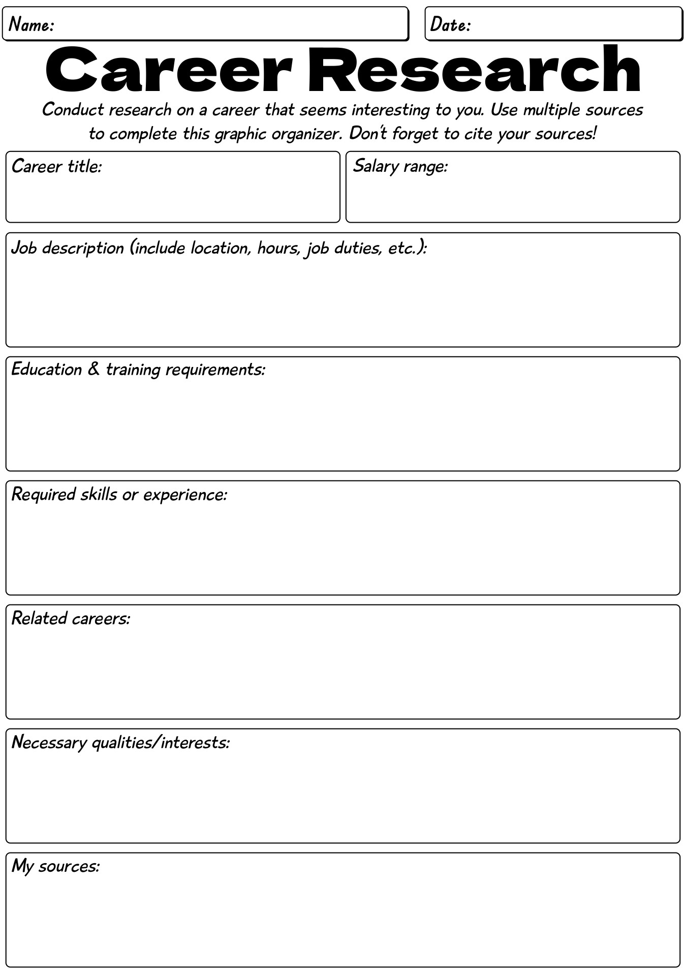 12 Career Exploration Printable Worksheets - Free Pdf At with regard to Free Printable Career Worksheets