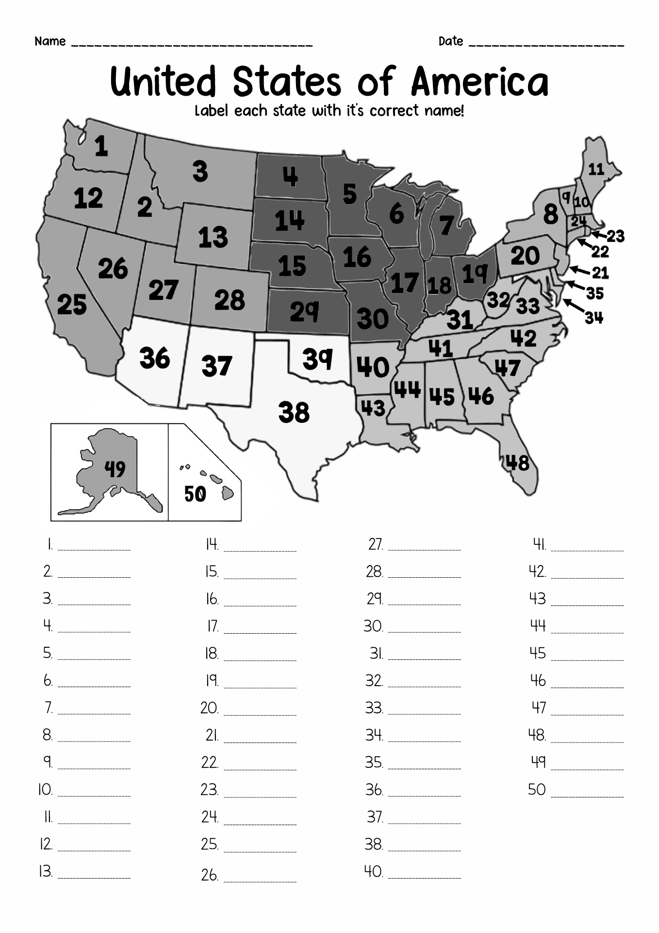13 Fifty States Worksheets - Free Pdf At Worksheeto inside Free Printable 50 States Worksheets