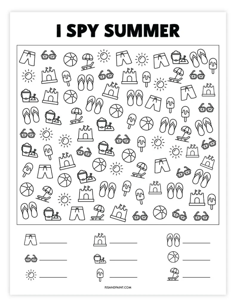 13 Free Printable Summer Games And Activities - Pjs And Paint pertaining to Free Printable Summer Fun Worksheets