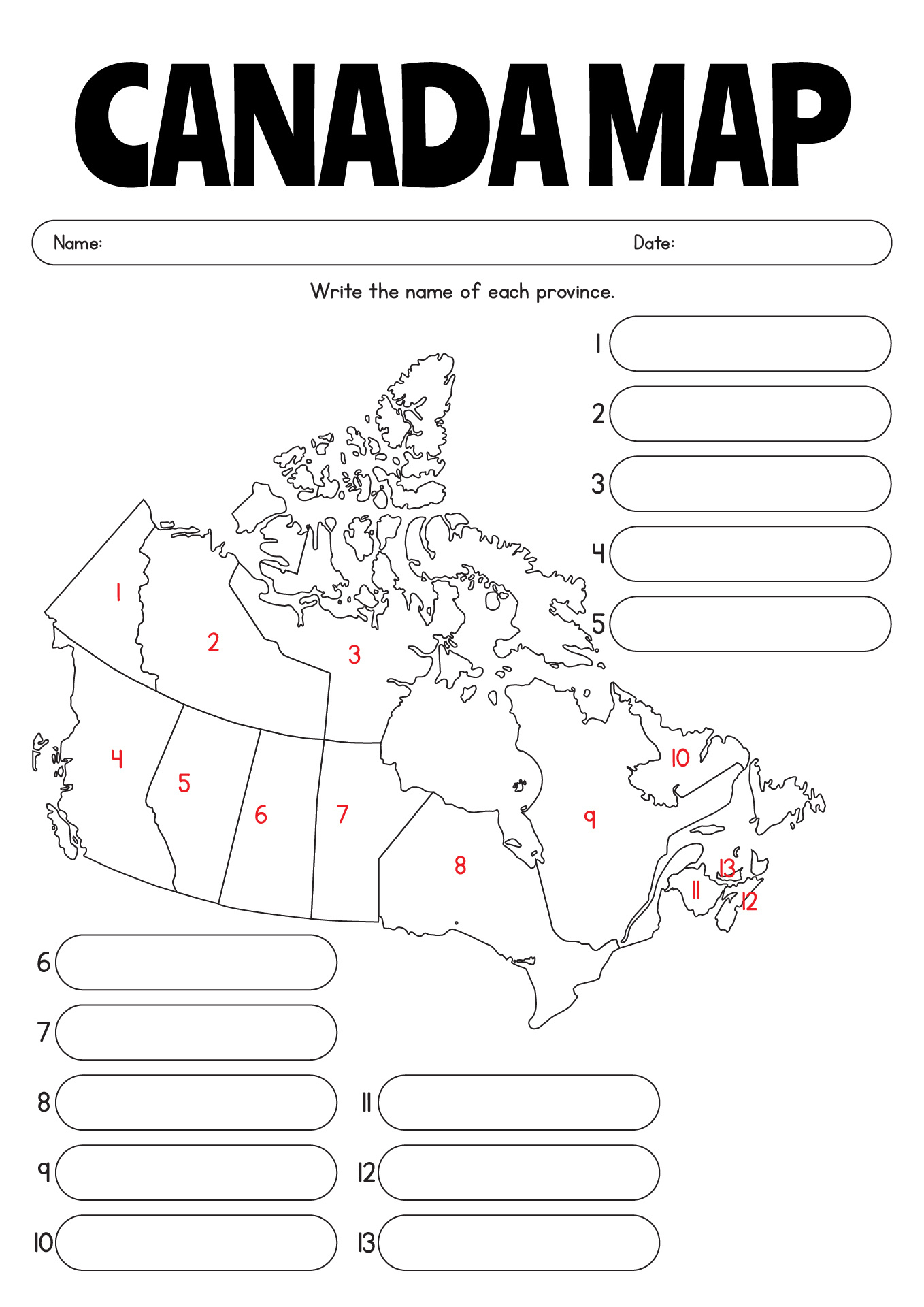 14 Canada Map Worksheet - Free Pdf At Worksheeto pertaining to Free Printable Physical Regions Of Canada Worksheets