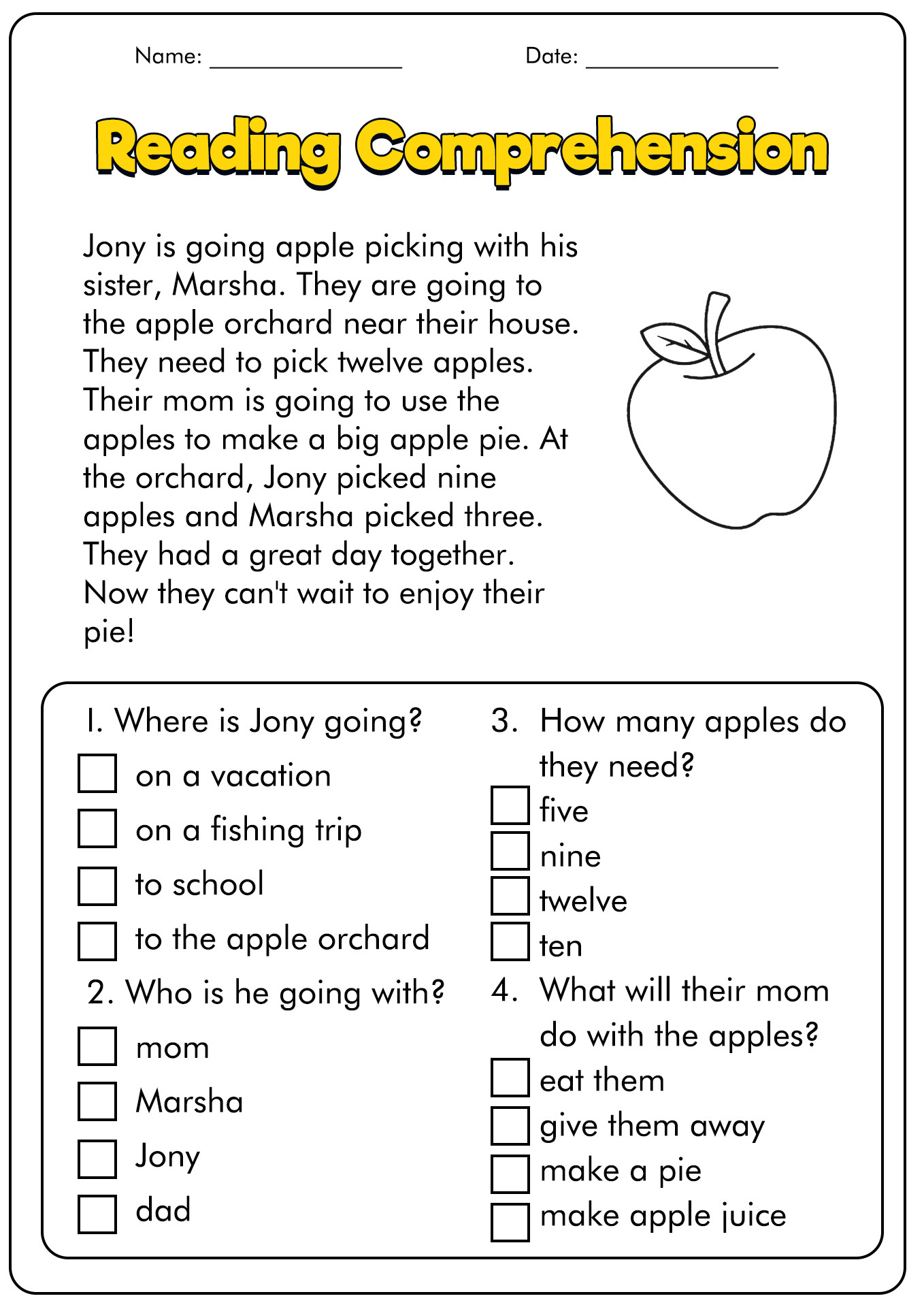 15 First Grade Reading Comprehension Worksheets - Free Pdf At pertaining to Free Printable Reading Comprehension Worksheets For 1st Grade