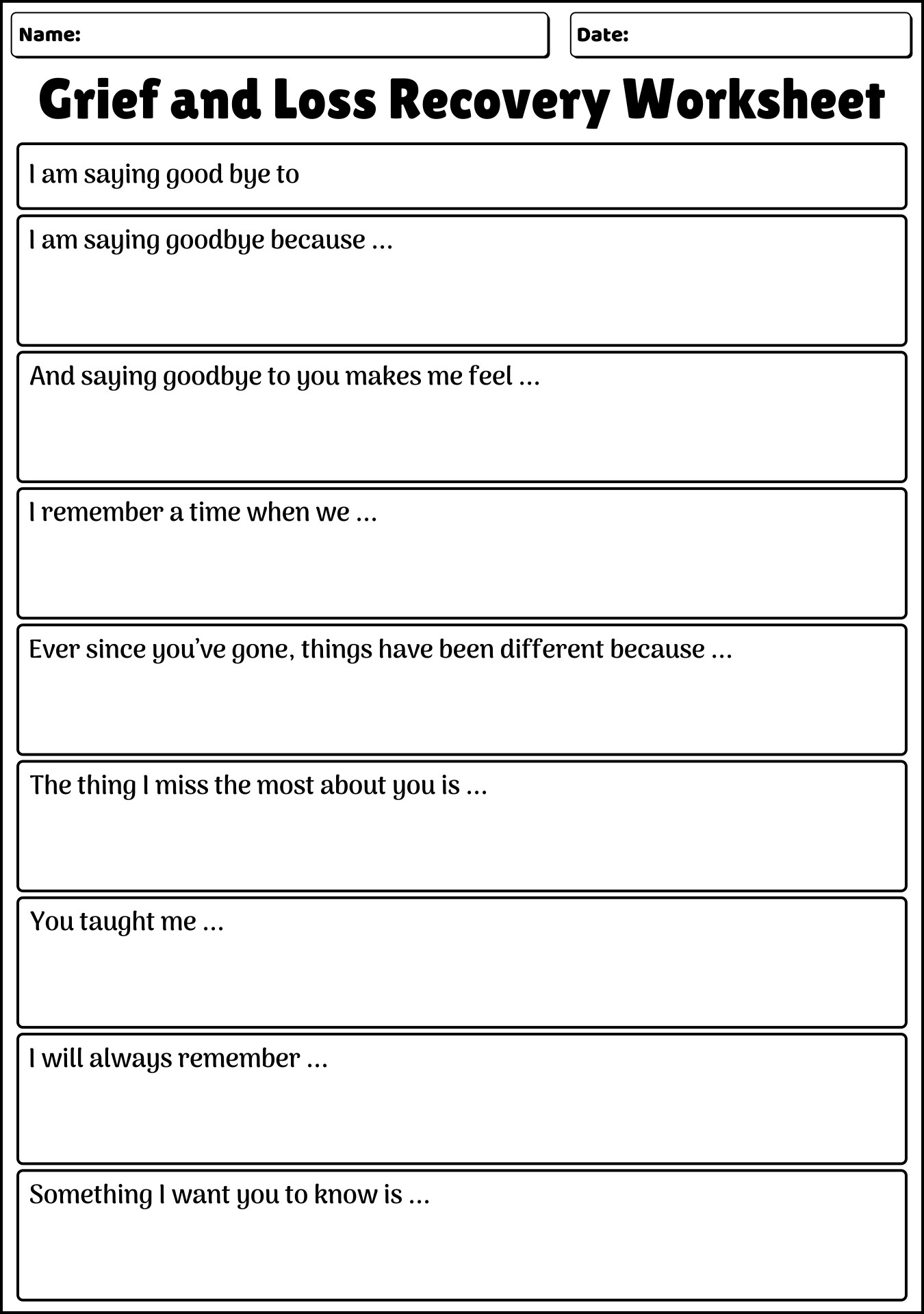18 Grief And Loss Worksheets - Free Pdf At Worksheeto intended for Free Printable Grief Worksheets