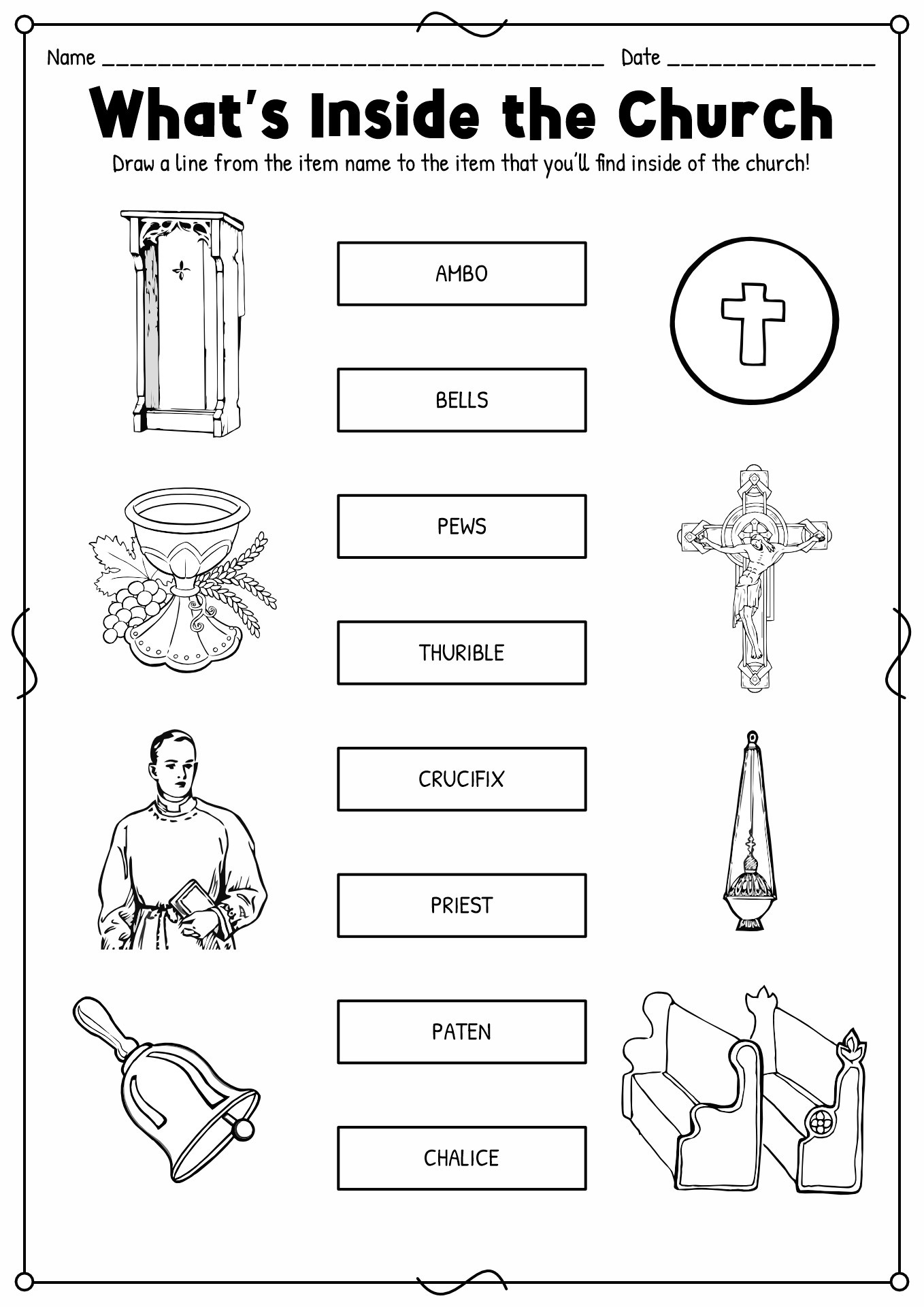 19 Inside A Catholic Church Worksheet - Free Pdf At Worksheeto throughout Catholic Free Printable Religious Worksheets
