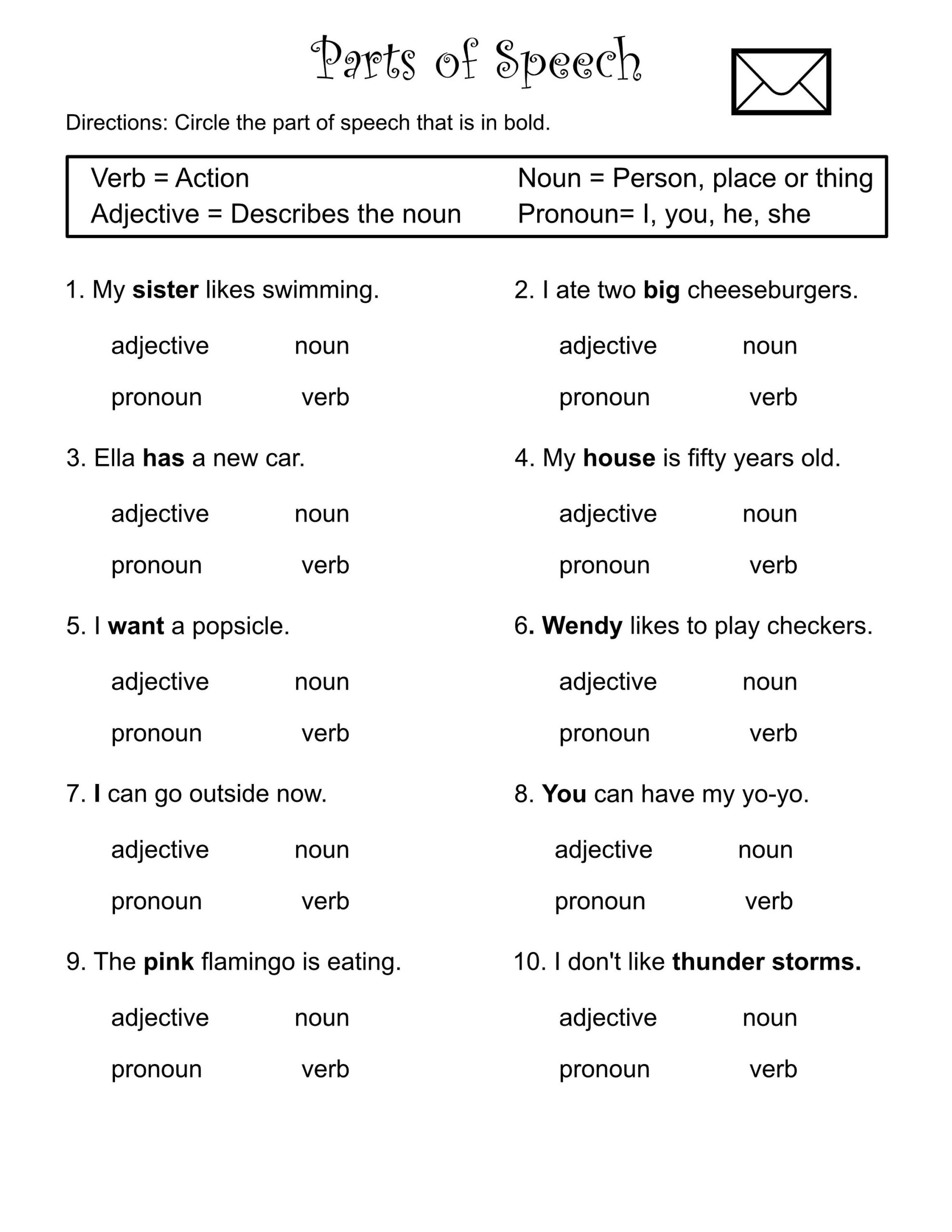 1St Through 3Rd Grade-Parts Of Speech-Worksheets-Verbs-Nouns intended for Free Printable Parts Of Speech Worksheets