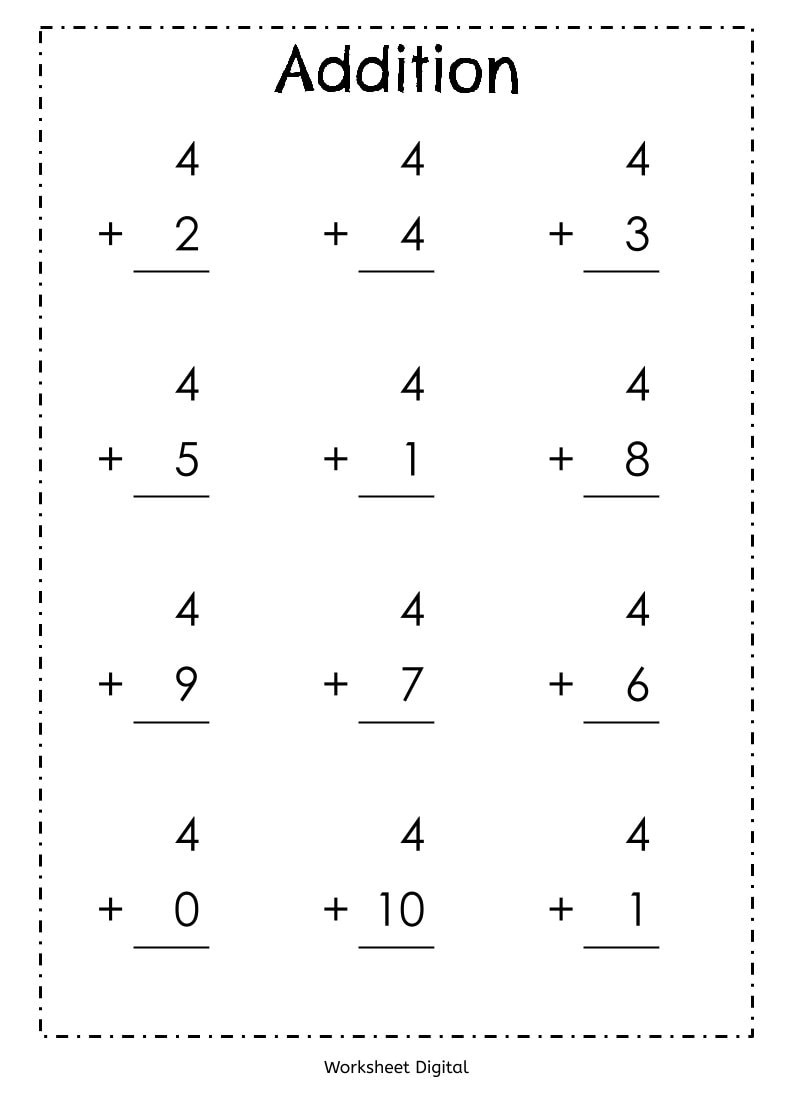 20 Printable Addition Worksheets Numbers 1-10 For Preschool pertaining to Free Printable Single Digit Addition Worksheets
