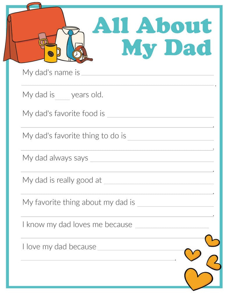 3 Free "All About My Dad" Printables regarding Free Printable All About My Dad Worksheets