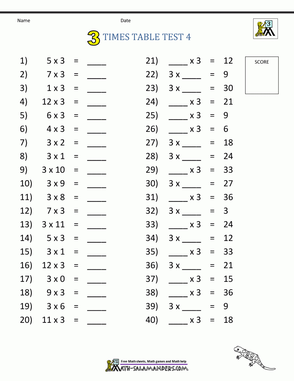 3 Times Table Worksheet Collection with Times Tables Free Printable Worksheets