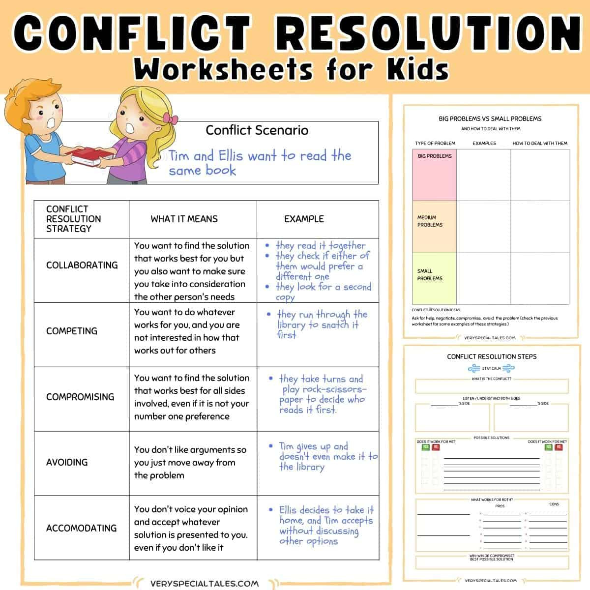 31 Fun Conflict Resolution Activities For Kids (Printable Pdf inside Free Printable Conflict Resolution Worksheets