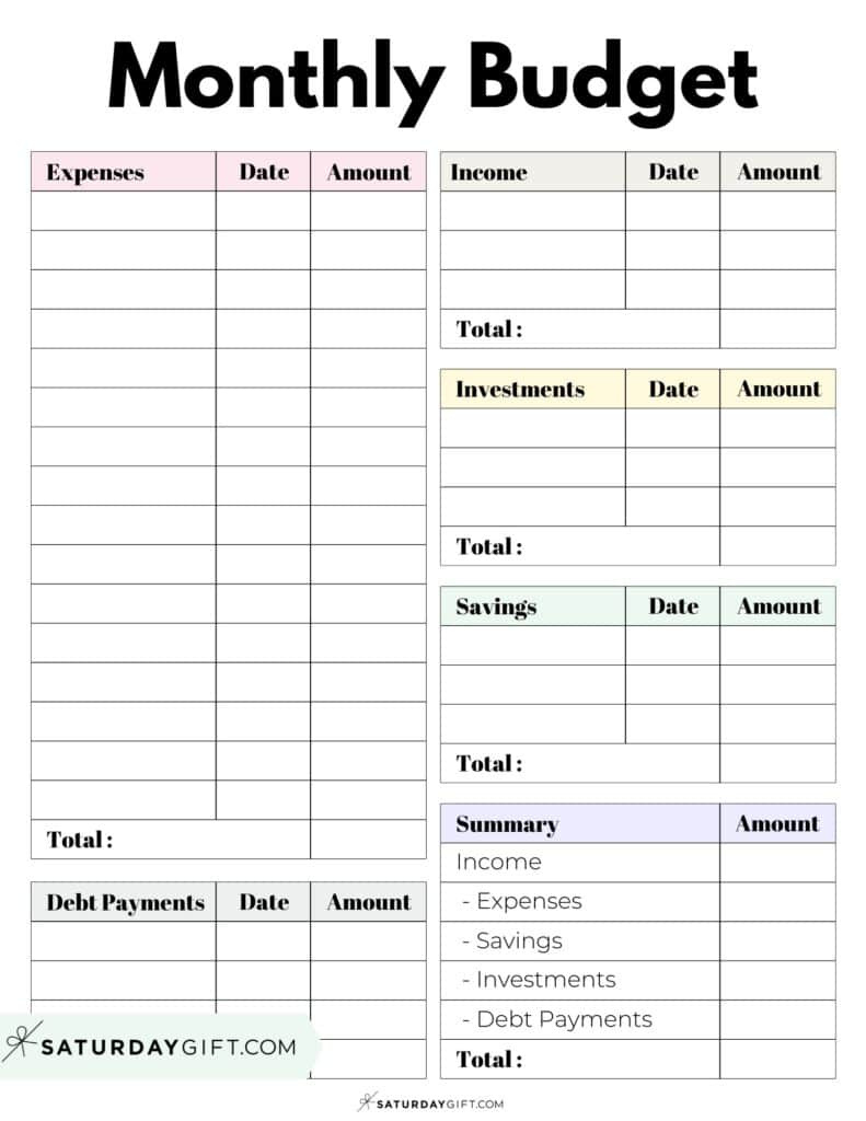 37 Budget Planners &amp;amp; Trackers - Cute &amp;amp; Free Printables throughout Free Monthly Budget Worksheets Printable
